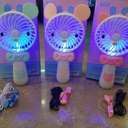 Kipas Angin Tangan Portable Hello Kitty  Mini Hand Fan Kipas Genggam LED usb with flash lampu