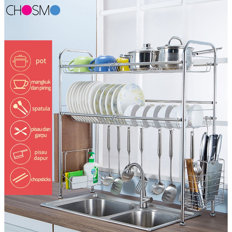 Rak Piring Wastafel Dengan Kabinet Rak Wastafel Cuci Piring Rak Piring Stainless Steel Rak Dapur Multifungsi Dengan Aksesoris