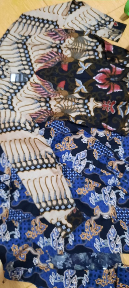 Kemeja Batik Slimfit Couple Ayah Anak Warna Abu Coklat Lengan Panjang