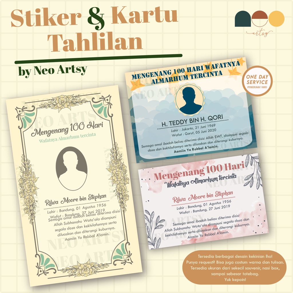 

Stiker Tahlilan / Mengenang Orang Meninggal / Wafat / 100 Harian - NEO ARTSY (Stiker & Non Stiker)