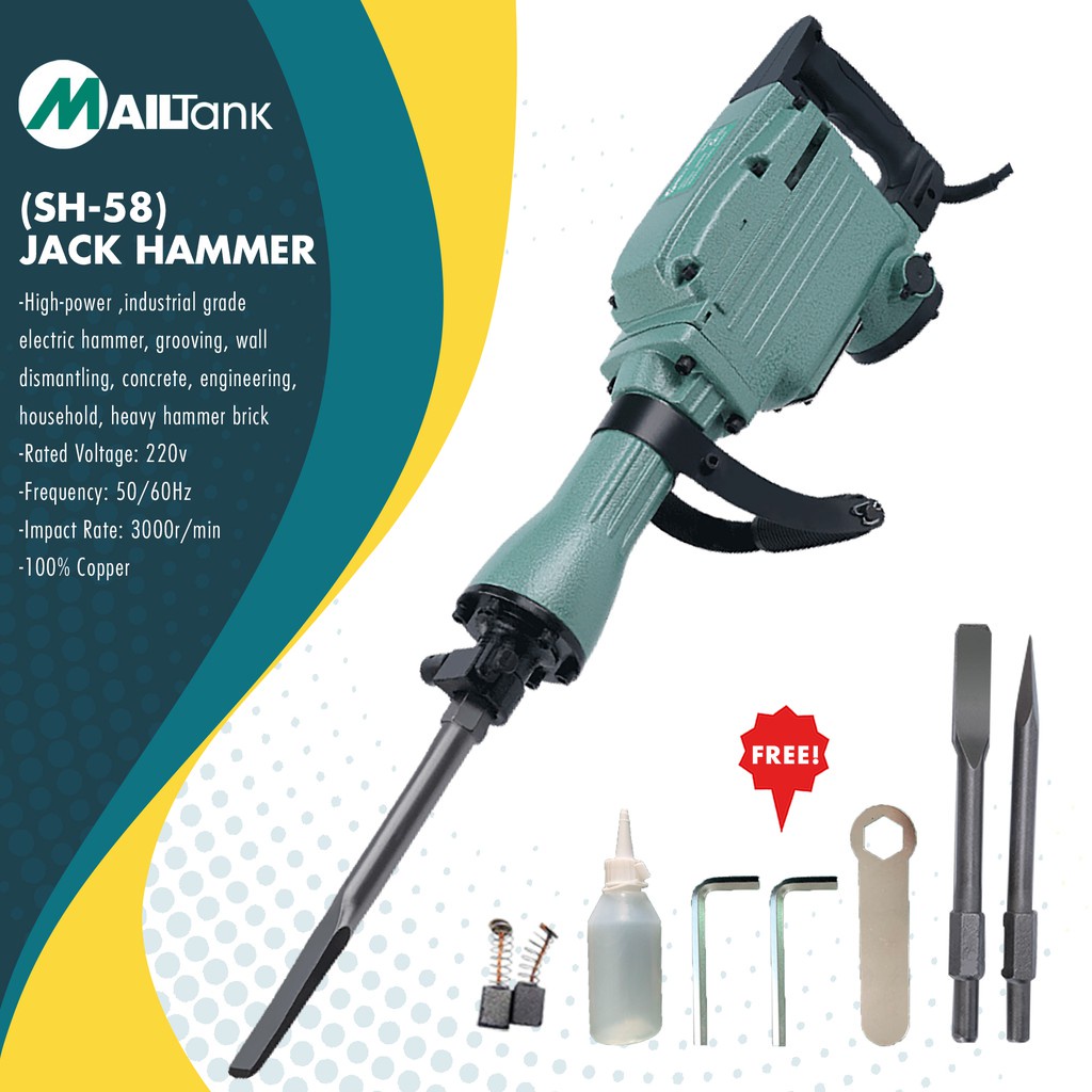 PROMO SHOPEE!!!MAILTANK SH58 MESIN BOR BOBOK BETON ASPAL DEMOLITION JACK HAMMER PH65 Bor Bobok Jack Hammer Drill Beton Tembok Impact Demolition Mesin PH 65 HD PH65HD