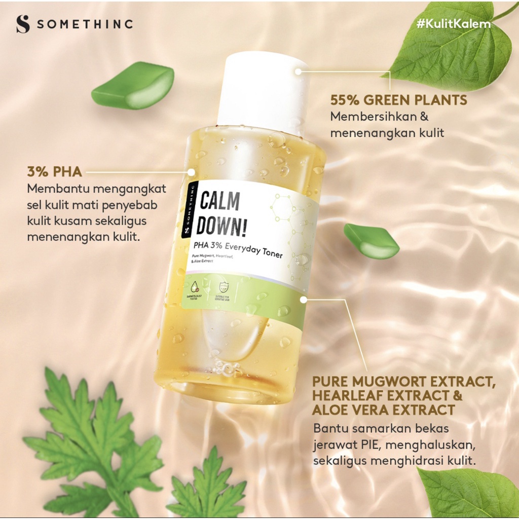 SOMETHINC Calm Down! PHA 3% Soothing Everyday Toner -Toner Menenangkan &amp; Mencerahkan kulit