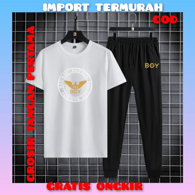 BAJU 1 SET PRIA/ SETELAN PRIA/ PAKAIAN PRIA LOGO BADBOY BULAT KEREN