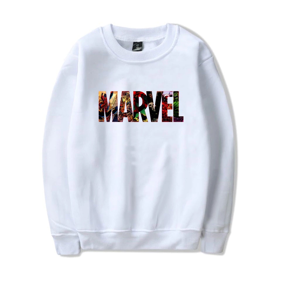 INDO - Sweater Crewneck Pria Wanita Marvel Tebal | Jaket Hoodie Nasa Marvel Usa Cream