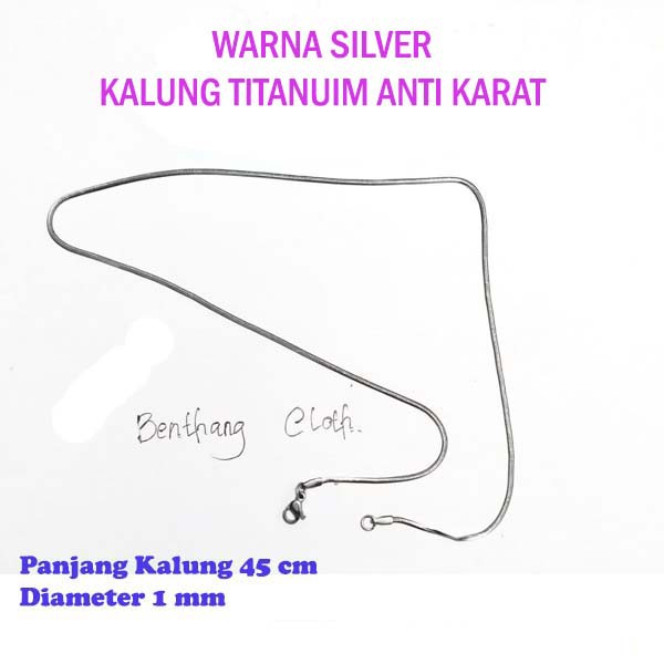 Kalung SILVER Pria Wanita Titanium Anti Karat Selamanya 1mm