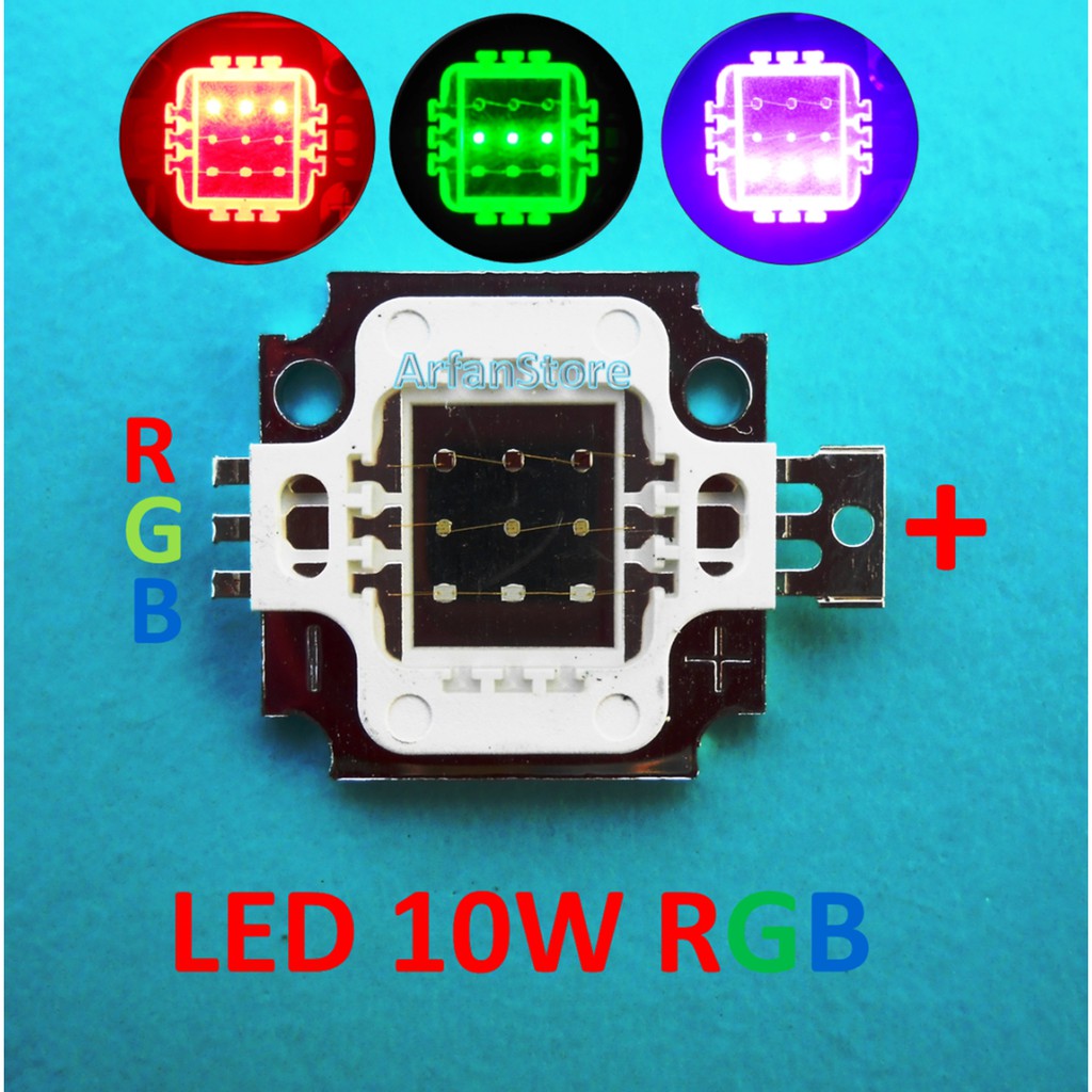 Promo High Power LED HPL 10W RGB RED GREEN BLUE MERAH HIJAU BIRU