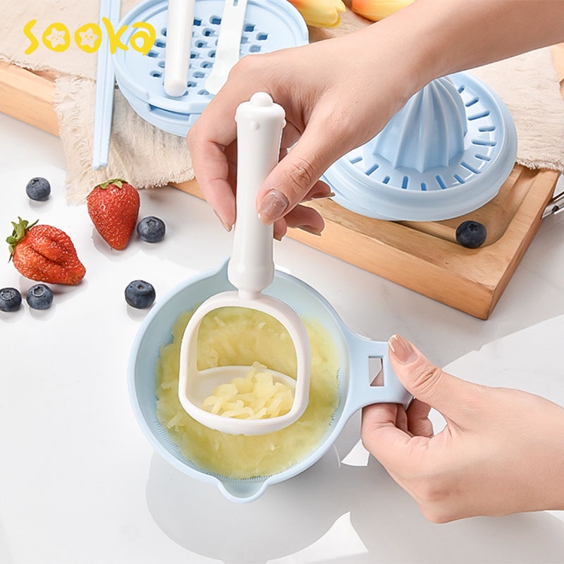 SOOKA Baby Food Maker Grinding Bowl Alat Pembuat Makanan Bayi Saringan Makanan Anak Baby Safe Food Maker Mpasi 9pcs SK-ECB1052