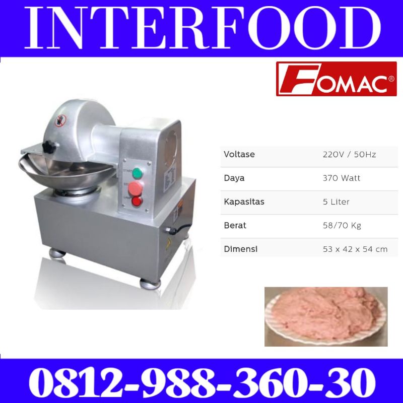 Mesin Pengaduk Adonan Daging Bakso Bowl Cutter MMX-TQ5A FOMAC