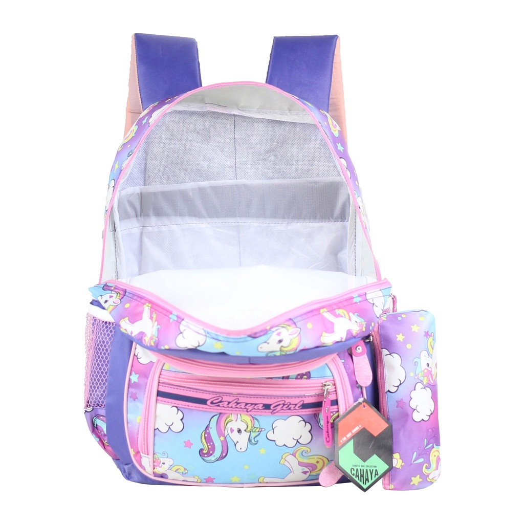 Tas Perempuan Ransel Anak Lucu Karakter Unicorn Ungu Strip Gendong Perempuan Cantik Sekolah Sd