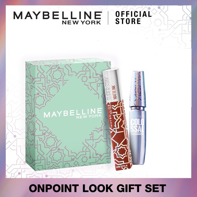 Maybelline Special On Point Gift Set -SSMI Liquid Lipstik 350 & Colossal Mascara - Maskara Lipstick Makeup