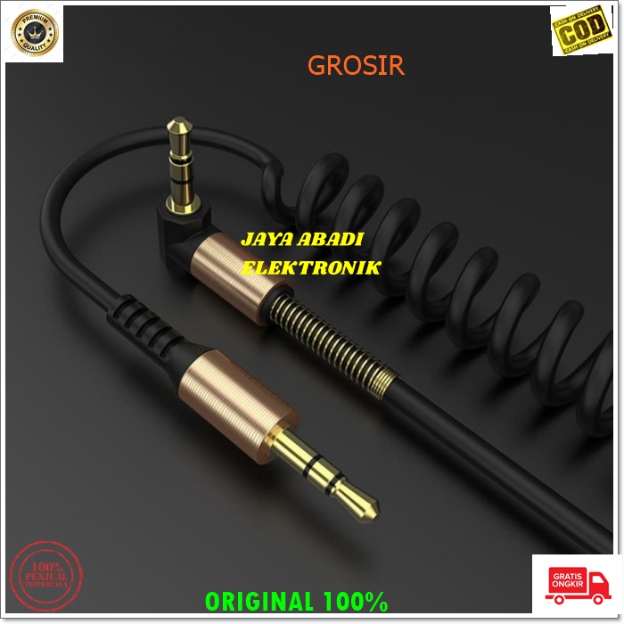 J232 KABEL AUX JACK JEK AUDIO 3.5MM SOUND SISTEM KABEL SPRING SPIRAL HANDPHONE MUSIK MUSIC SUARA HEADSET HEADPHONE UNIVERSAL  fungsimulti sound system adapter konektor sambungan splitter penyambung suara headset converter male BISA SEGALA JENIS AUDIO