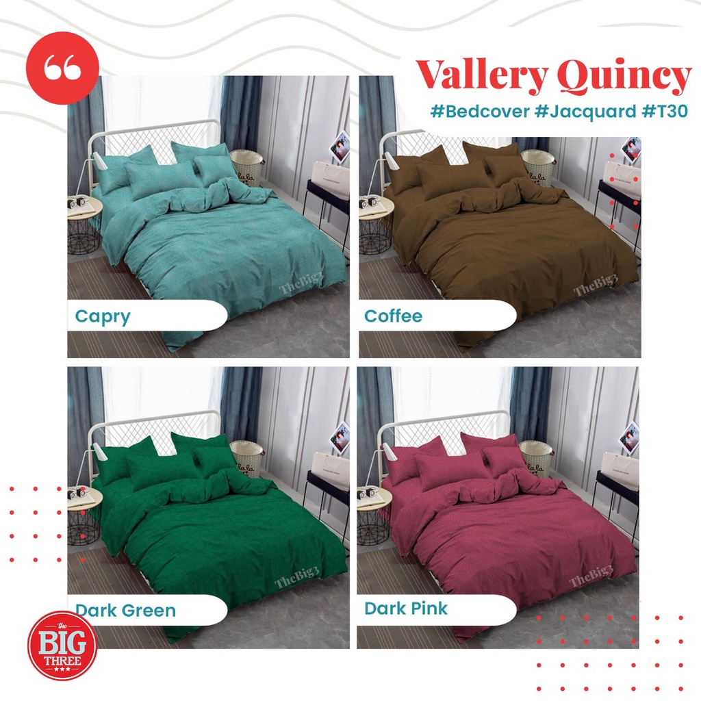 BEDCOVER + Sprei Polos 200x200 Tinggi 30 QUINCY VALLERY warna - Super King 200 - Internal - BC VAL