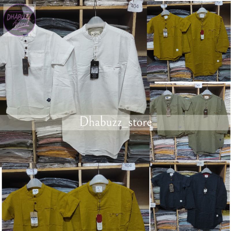 BAJU KURTA KEMEJA KOKO KEMKO COUPLE PASANGAN ANAK LENGAN PENDEK DAN AYAH LENGAN 3/4 AGERA