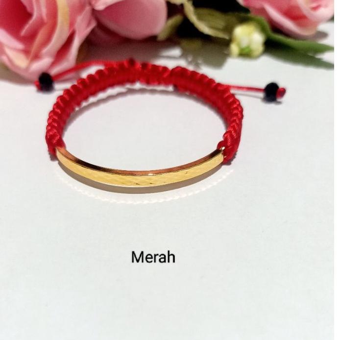 Terbaru.. Gelang Tali Liontin Plat Lapis Emas