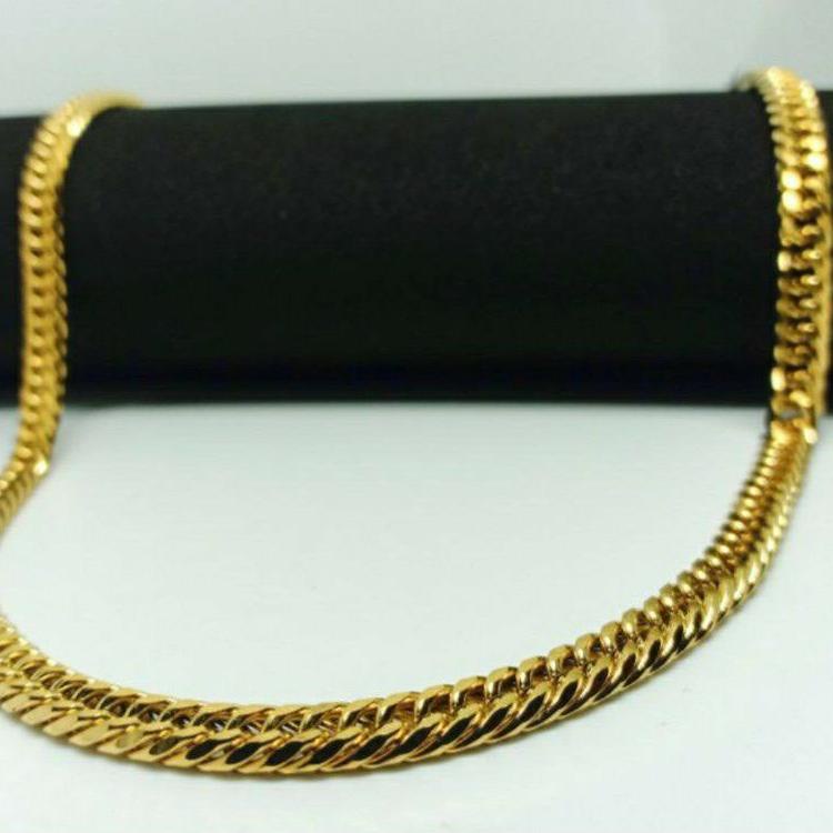 KALUNG TITANIUM RANTAI GOLD LAPIS EMAS ANTI KARAT TIDAK LUNTUR BERGARANSI ◦ BIH.20Au22н