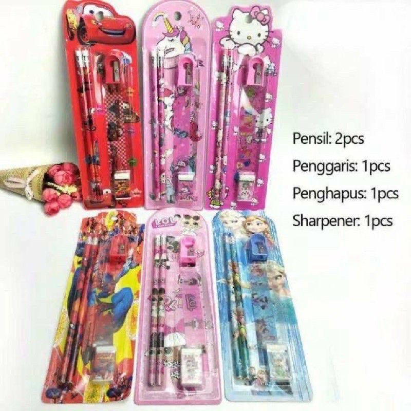 

Set Alat Tulis Sekolah 5in1 Karakter Lucu / Mini Stationary