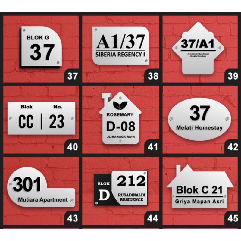 Plat Nomor Rumah Akrilik 2 Lapis Huruf Timbul