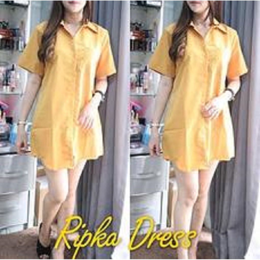 [Ripka Dress Mustard BC]Dress wanita twiscone Mustard