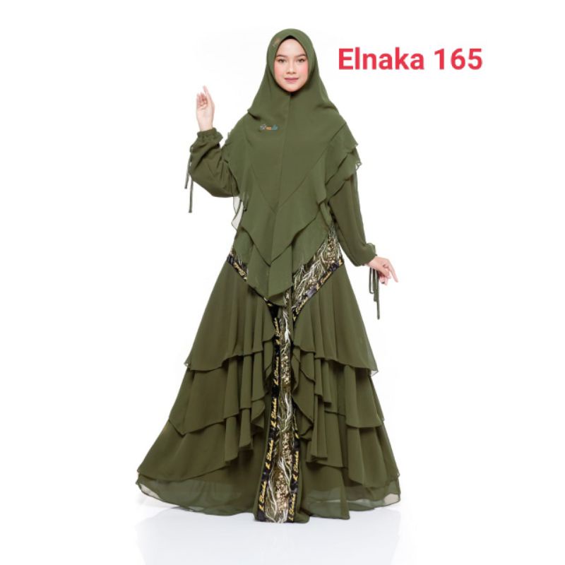 Gamis Syar'i elnaka original Full Ceruty Babydool Asli Mewah Elegan Terbaru Set Khimar Syari 2 Layer