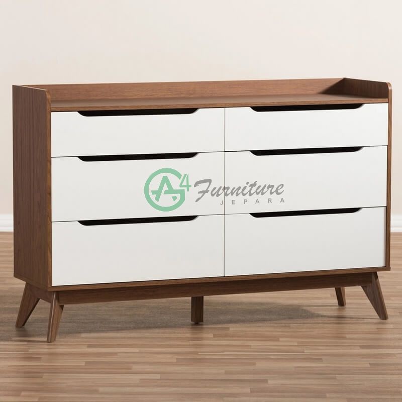 Dresser Minimalis Binomo Warna Natural Kombinasi Duco - Kayu Jati