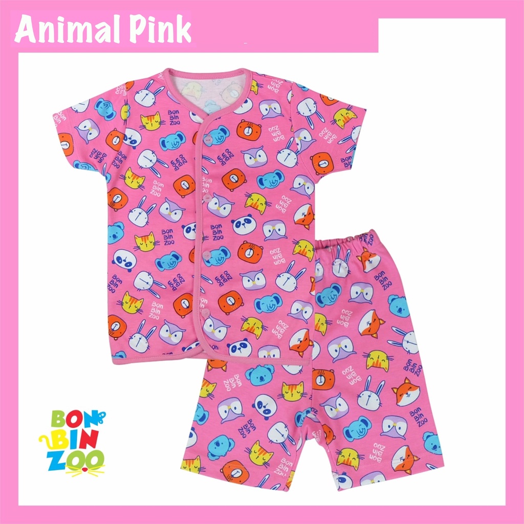 Setelan Baju Bayi Lengan Pendek Kancing Depan Bonbinzoo