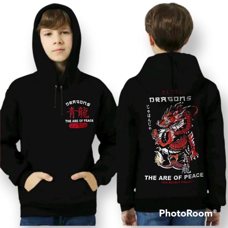 SWEATER Hoodie anak-anak laki-laki/dragon naga biru/ 4-12 tahun