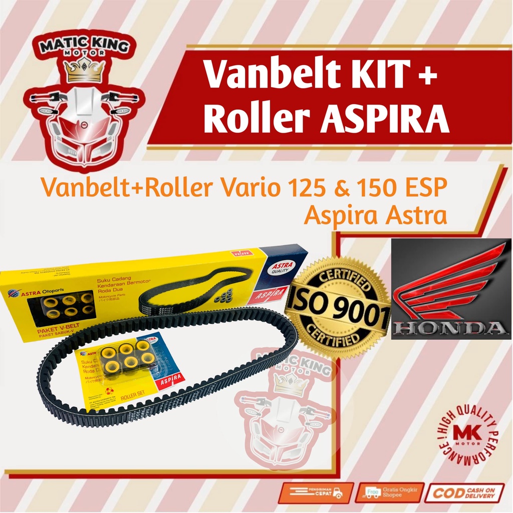 Vanbelt v belt van belt fanbelt kit set assy paket roller Vario 125 150 esp injeksi ASPIRA ASTRA OTOPARTS