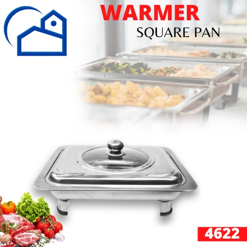 Warmer Square pan Panci Penghangat / Panci Kotak Wadah Saji Prasmanan Stainless Steel / Round Warmer Panci Penghangat Bulat 8822/4622