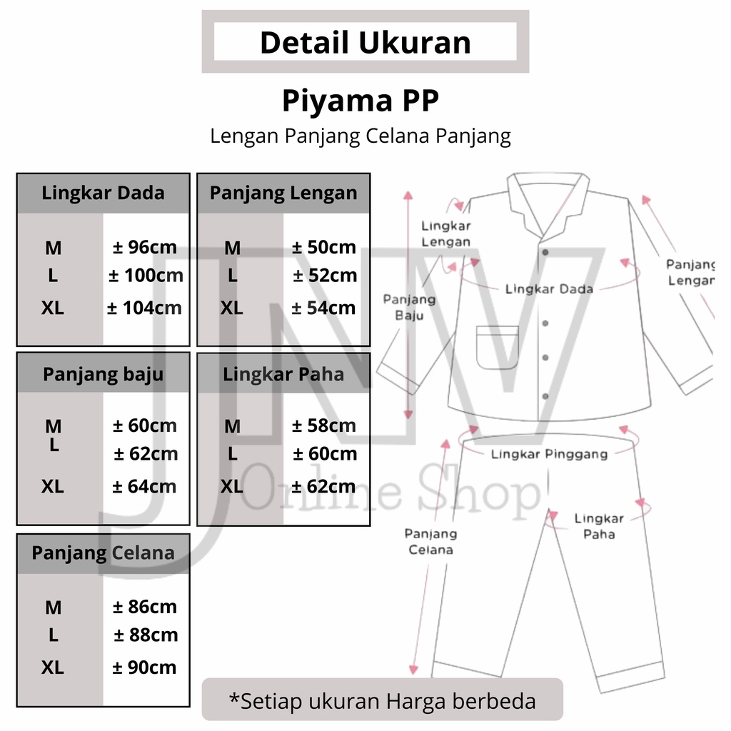 JNV Piyama PP Wanita Motif Karakter Kartun 01 - Baju Tidur Lengan Panjang - Bahan Katun-2