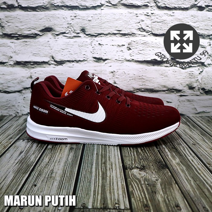 PGS IMPORT PREMIUM SEPATU SNEAKERS NIKE ZOOM PEGASUS V2 RUNNING OLAHRAGA PRIA HITAM NAVY ARMY PUTIH-PGS V2 MARUN PUTIH