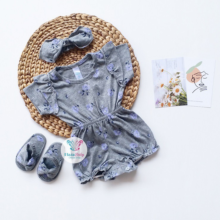 Plazababyku MX JUMPSUIT LUNA SANDALS setelan bayi motif bunga yang lucu free headband + sandal PART2