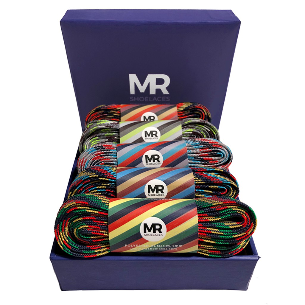 MR Shoelaces BOXMF06 Paket Tali Sepatu Motif Gepeng Flat 6-7mm Isi 6 Pasang (Ultimate Box)