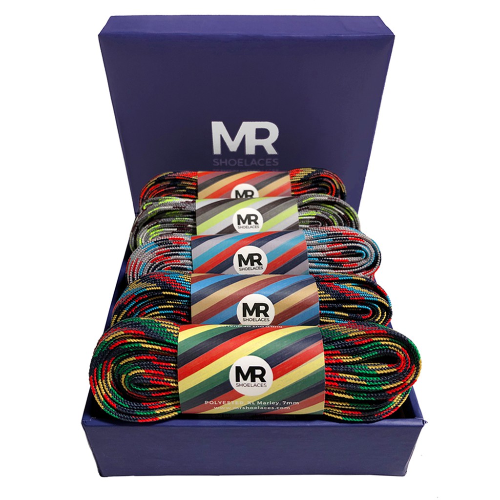 MR Shoelaces BOXMF10 Paket Tali Sepatu Motif Gepeng Flat 6-7mm Isi 10 Pasang (Ultimate Box)