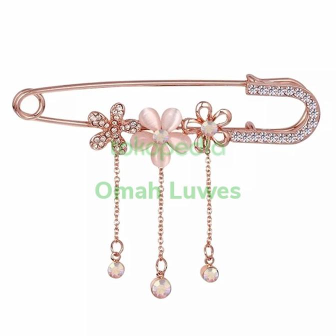 bros brooch peniti besar hias bunga - bros wanita hijab jilbab kebaya