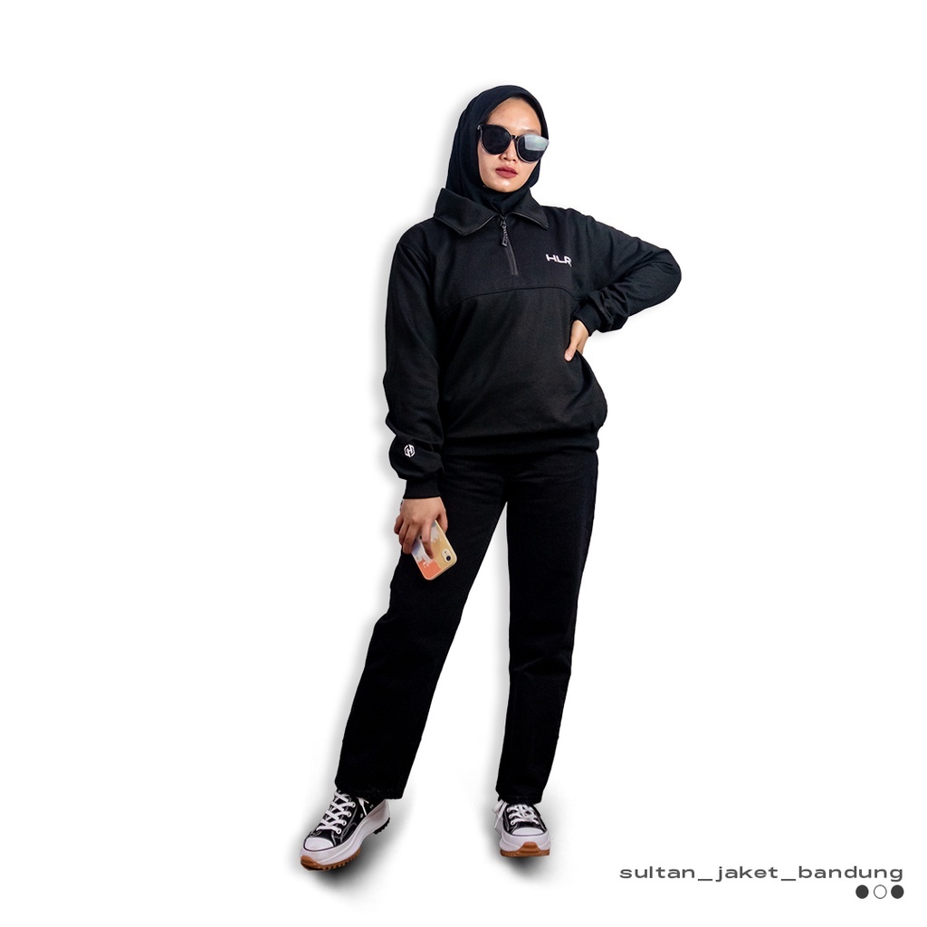 Holyrider Turtleneck Zipper  Black Mocca II  Sweater kerah tinggi trendy