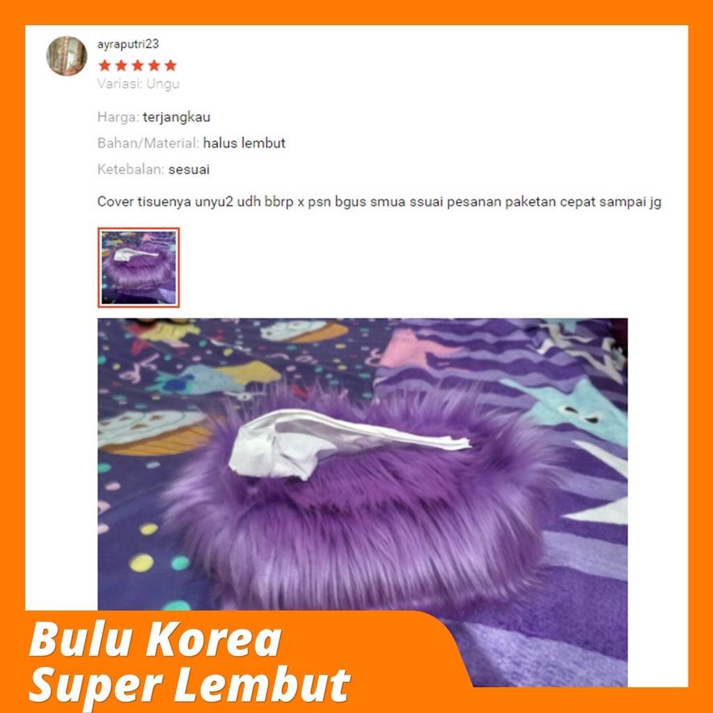 Tempat Tisu Bulu korea Lembut Tidak Mudah Rontok Cover Tisu Karakter Premium Bulu Panjang 5cm