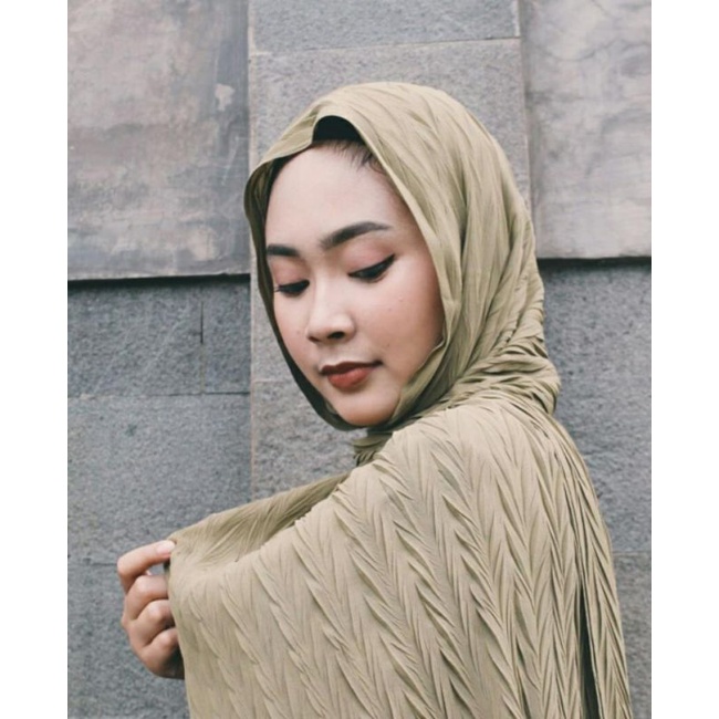 Pashmina Padi Zigzag Pashmina Plisket Padi Kerudung Pashmina Ceruty Hijab Kekinian