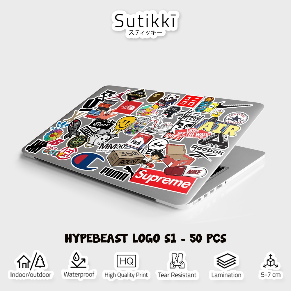 Sutikki | Sticker Pack Hypebeast Logo Thrifting Supreme Hype Beast Stiker Vinyl Laptop Koper Sepeda