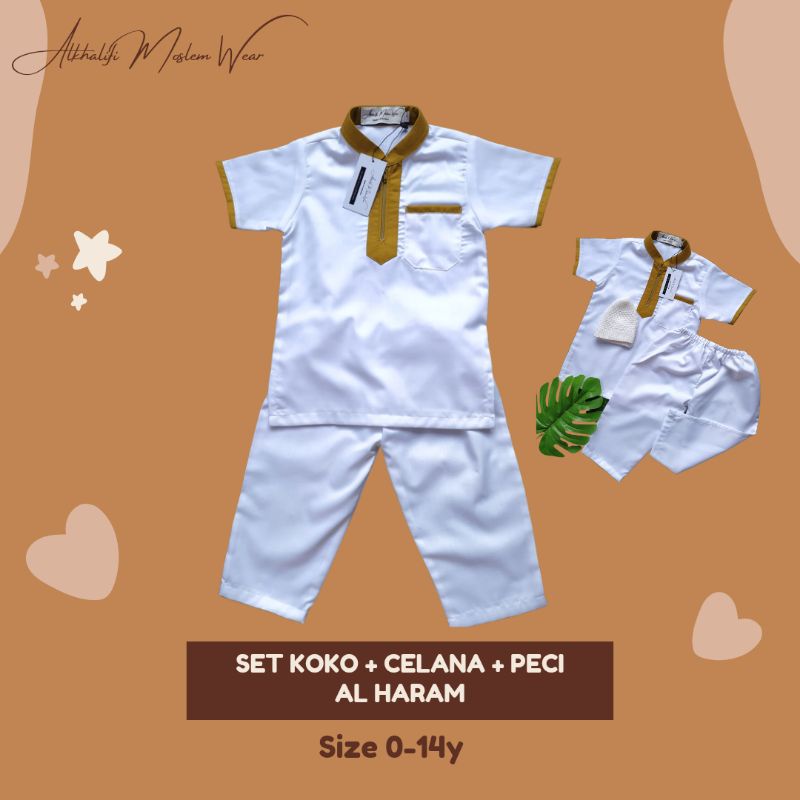 Diskon SET KOKO PAKISTAN AL HARAM LENGAN PENDEK bayi Aqiqah by Alkhalifi Moslem Wear