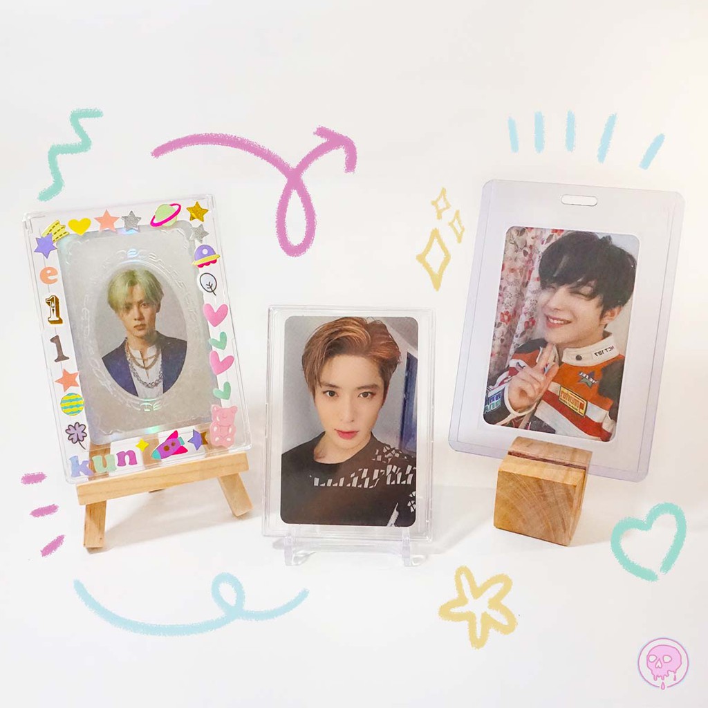 [PHOTOCARD STAND] ID Card Akrilik Transparent Clear Polaroid Stand Kayu Ultra Pro Mini Recessed Snap