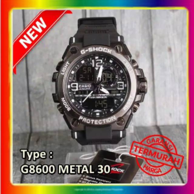 ORIGINAL  FREE BOX&BATERAI JAM TANGAN RUBBER PRIA CASIO G-SHOCK GST-8600 G-8600 DUAL-TIME