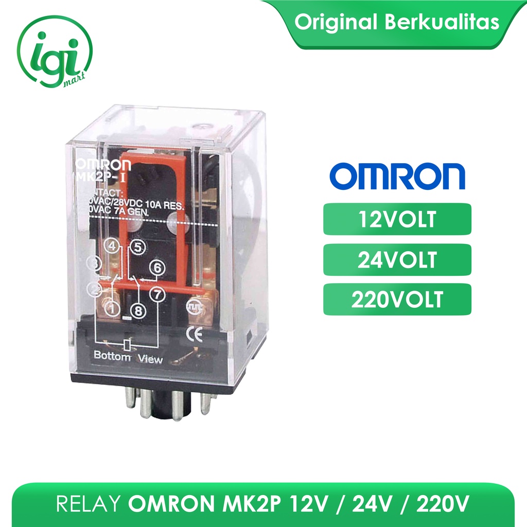 RELAY MK2P 12V OMRON / RELAY MK2PN OMR 24 VOLT / RELAY OM 220V MK2P-I 8 KAKI / RELAI