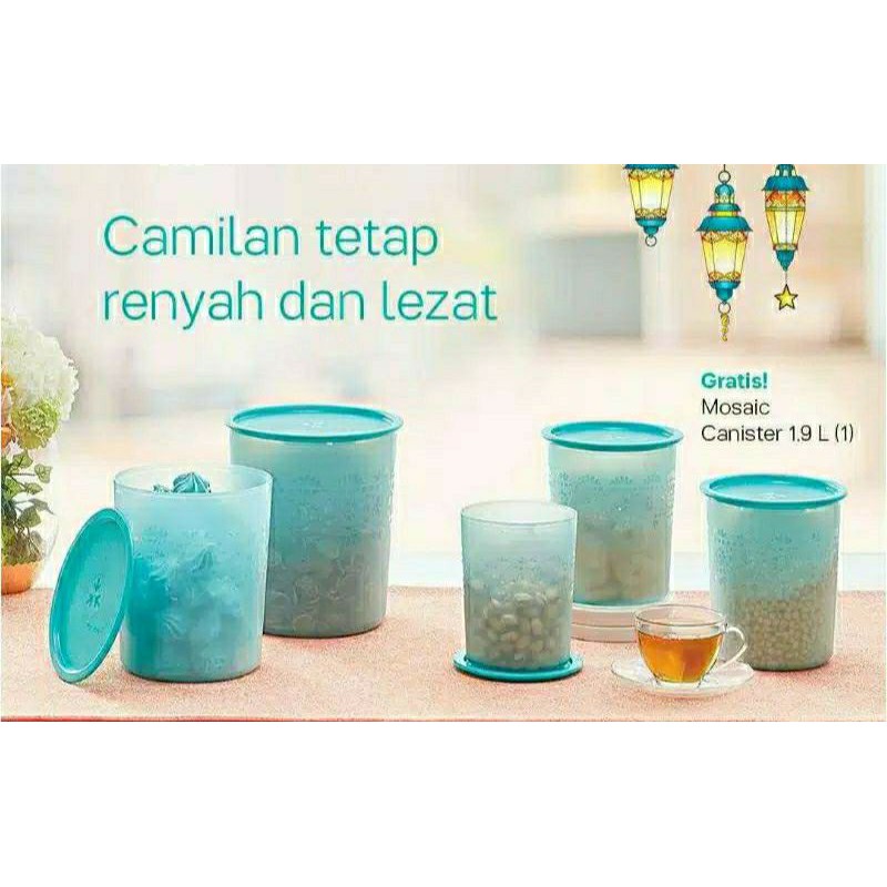 ☑️ Tupperware Original Mosaic canister Tosca set 5 pcs Toples Kerupuk serbaguna
