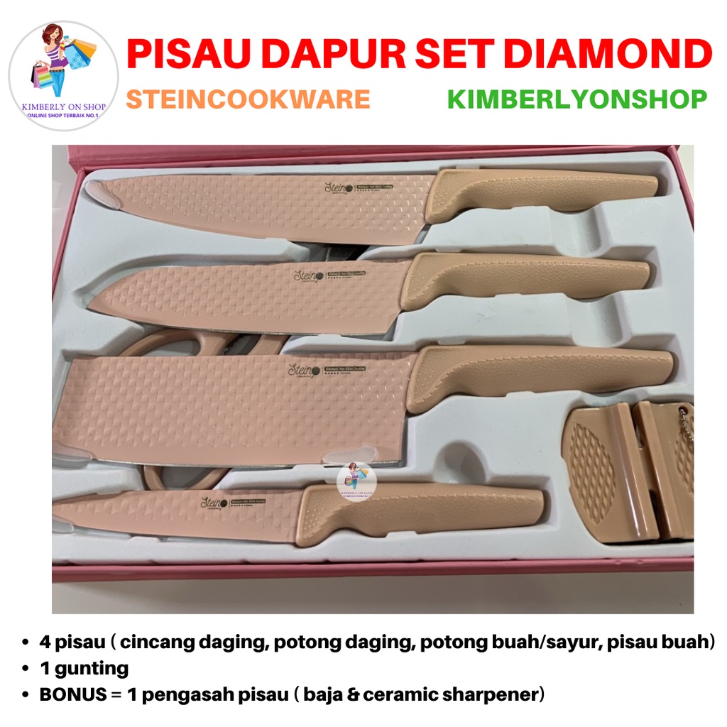 Pisau Diamond Knives Set 6 in 1 Pisau Dapur Stein Cookware