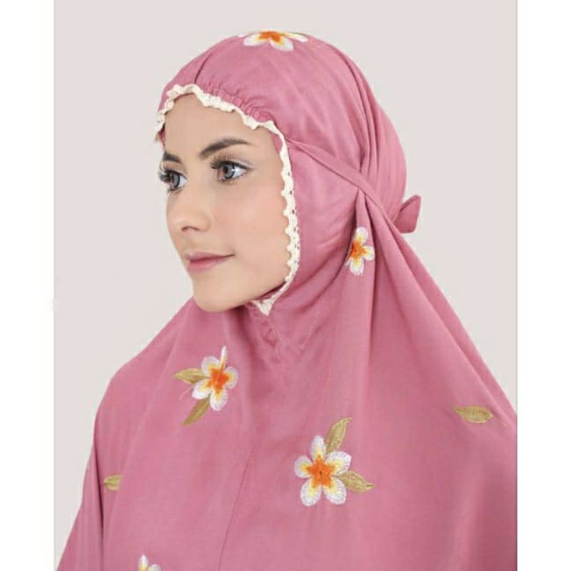 mukena dewasa katun rayon bordir premium + renda mewah series aisyah