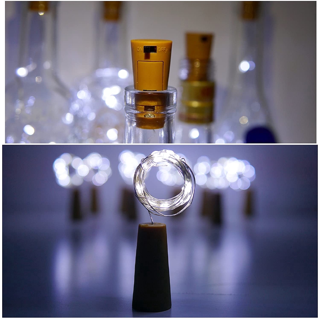 1M,2M,3M Botol Anggur Cork String Lights / Lampu Garland Starry Bertenaga Baterai / Lampu Peri Tahan Air / Dekorasi Lampu Malam Sempurna Untuk Kamar Tidur, Natal, Ramadhan, Tahun Baru, Pesta, Pernikahan, Ulang Tahun, Teras, Jendela
