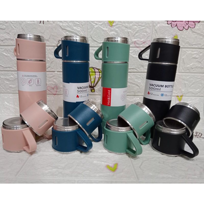 0TERMOS SET CANGKIR 500 ML VACCUM FLASK SET / KEMASAN KOTAK