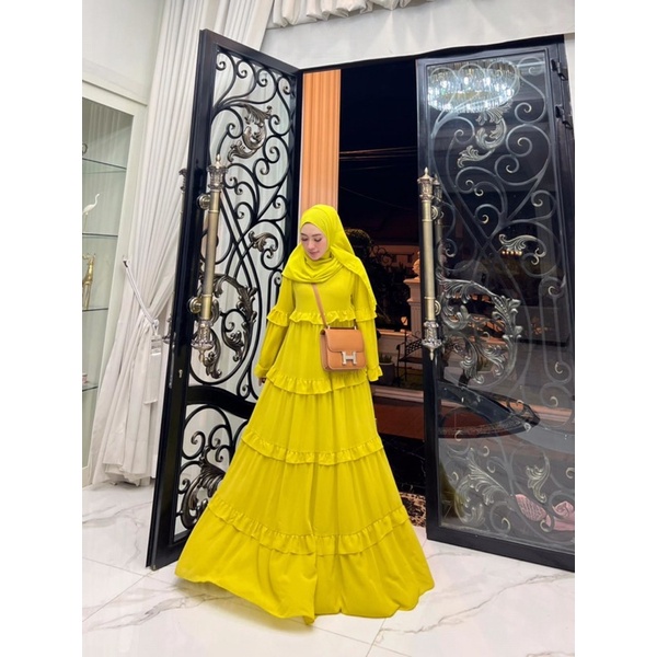 Dress polos tingkat  herlin dubai  import by shellasaukia 100% original