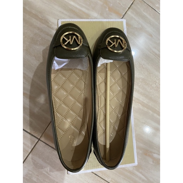 Michael Kors (MK) LILLIE MOC LEATHER Flat Shoe (olive) ORIGINAL AUTHENTIC