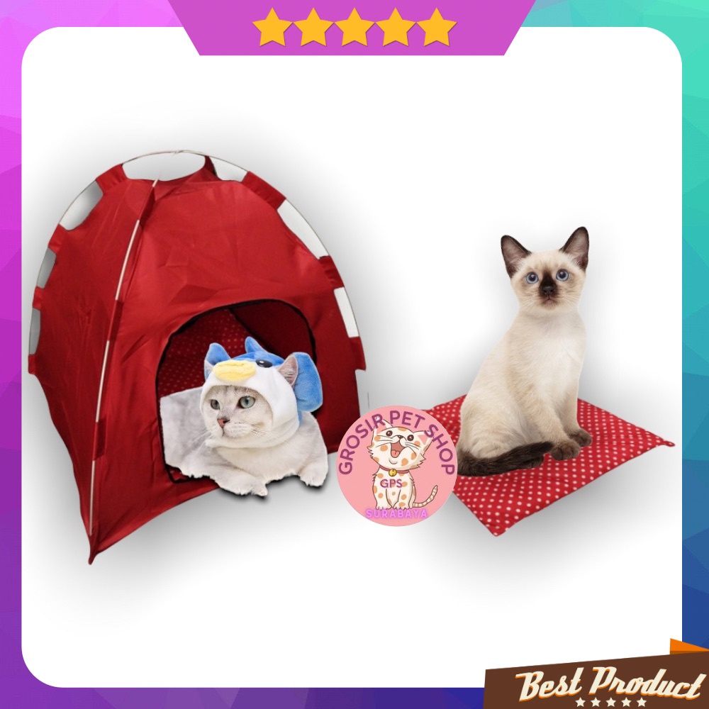 TENDA RUMAH KUCING MURAH LENGKAP DENGAN ALAS BANTAL KUCING / FURNITURE HEWAM KANDANG DAN MATRAS KUCING ANJING